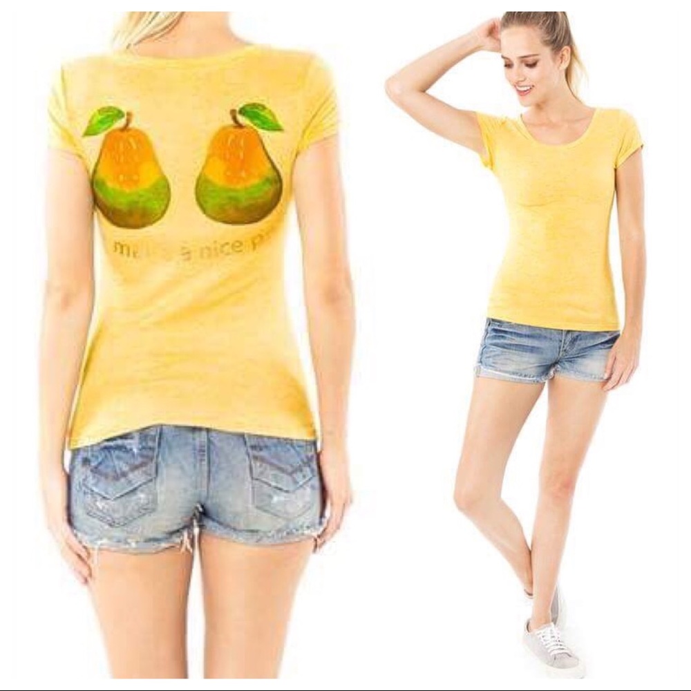 We Make a Nice Pear  Yellow Graphic Shirt